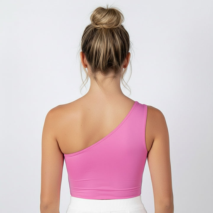 Women's One Shoulder Bodysuit - Hot Pink