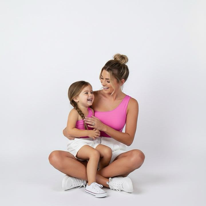 Hot Pink Matching One-Shoulder Set