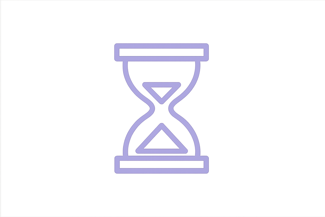 an icon of an hourglass in lavender hex code c3b4fa